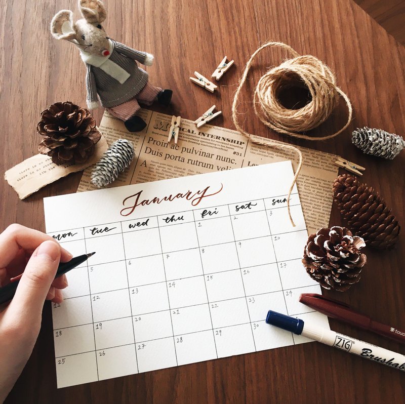 12 月・Mandie Kuo・2021 英文书法手写月历・初学者 OK - 插画/绘画/写字 - 纸 