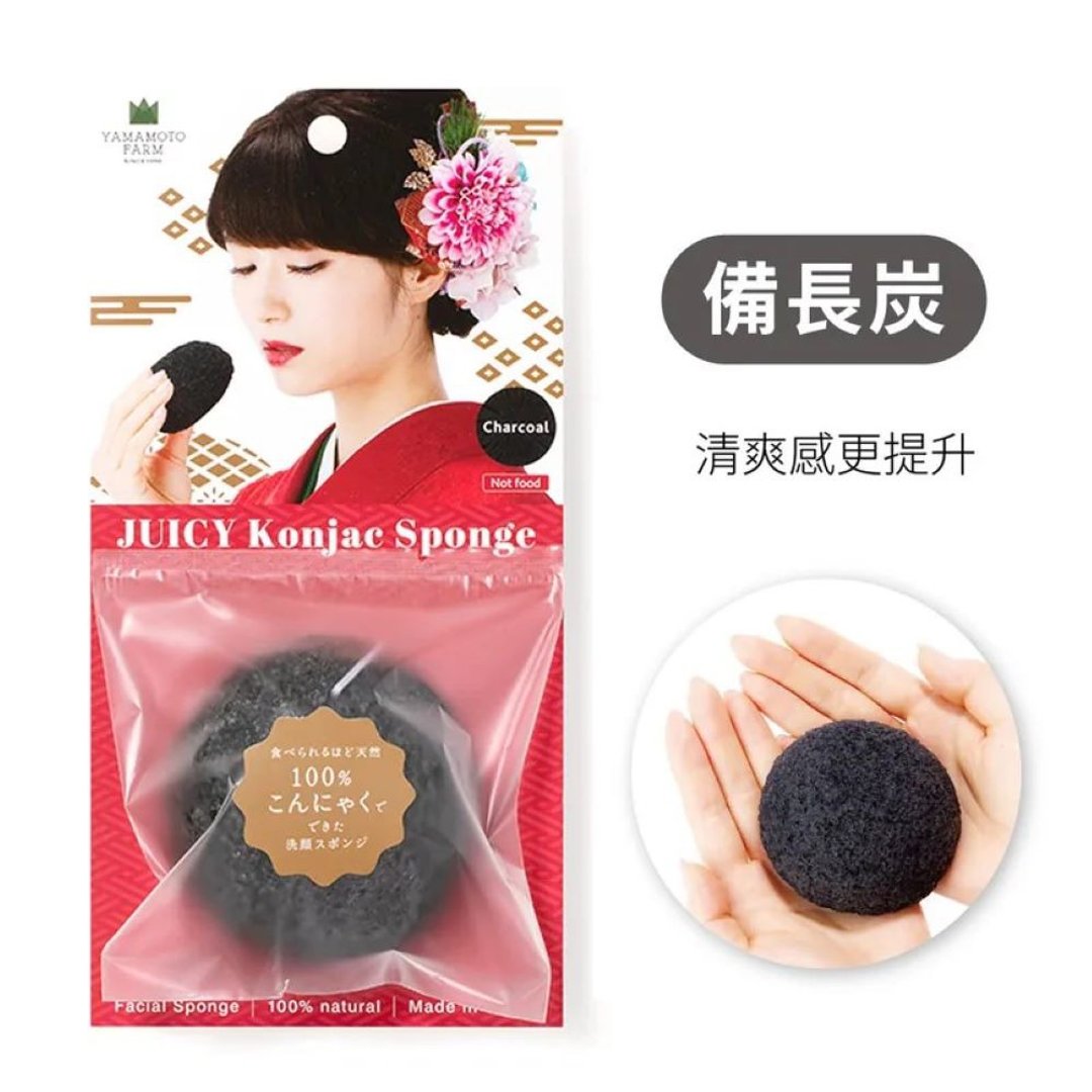 山本农场蒟蒻QQ洗脸海绵 (日本手工制作)长备炭 - 脸部按摩/清洁工具 - 其他材质 