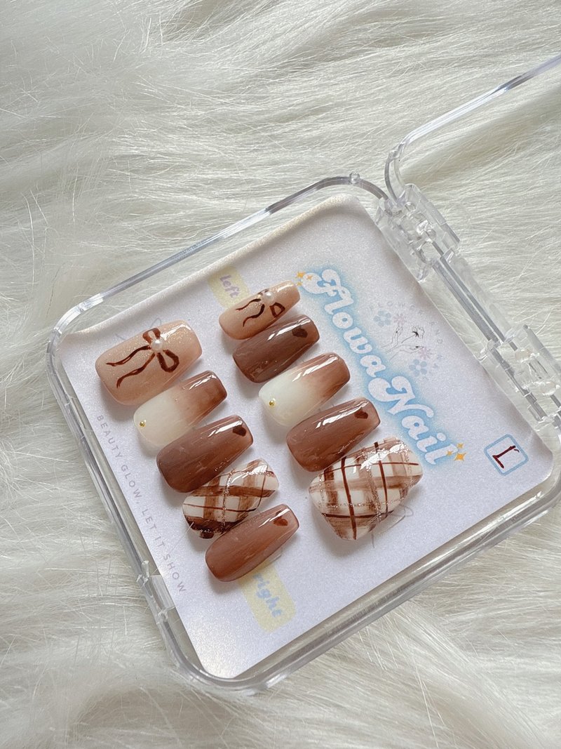 【定制】手工穿戴甲 | Mocha | No. M4 - 指甲油/指甲贴 - 其他材质 咖啡色