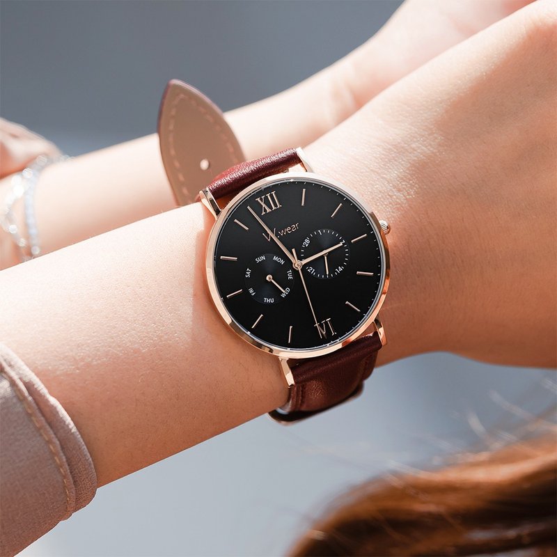 W.wear 经典双眼表胆 - 神秘黑 - 女表 - 玻璃 黑色