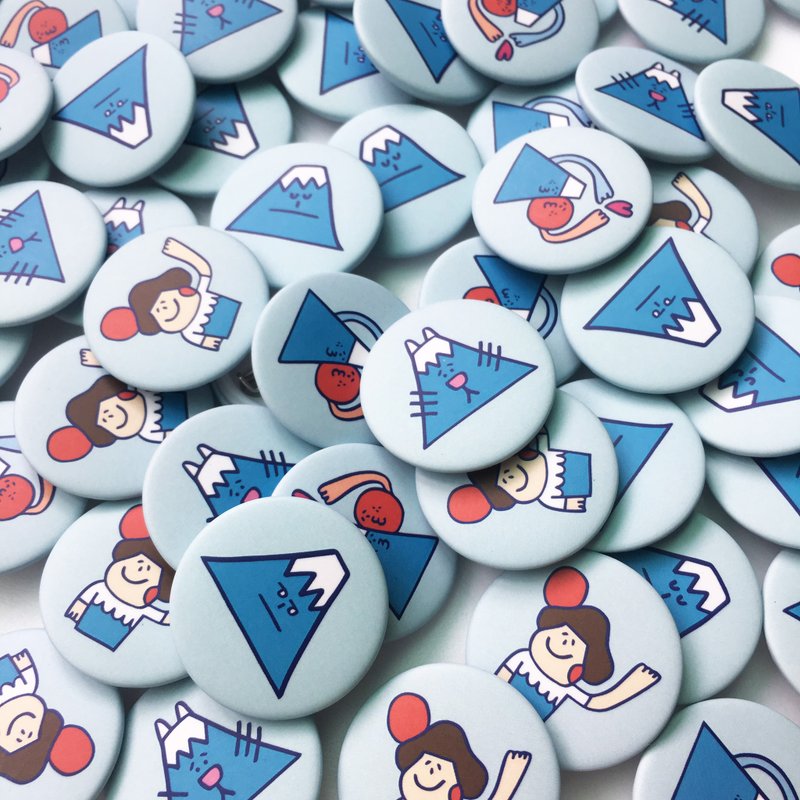 “变成富士山”小徽章 - 徽章/别针 - 纸 蓝色