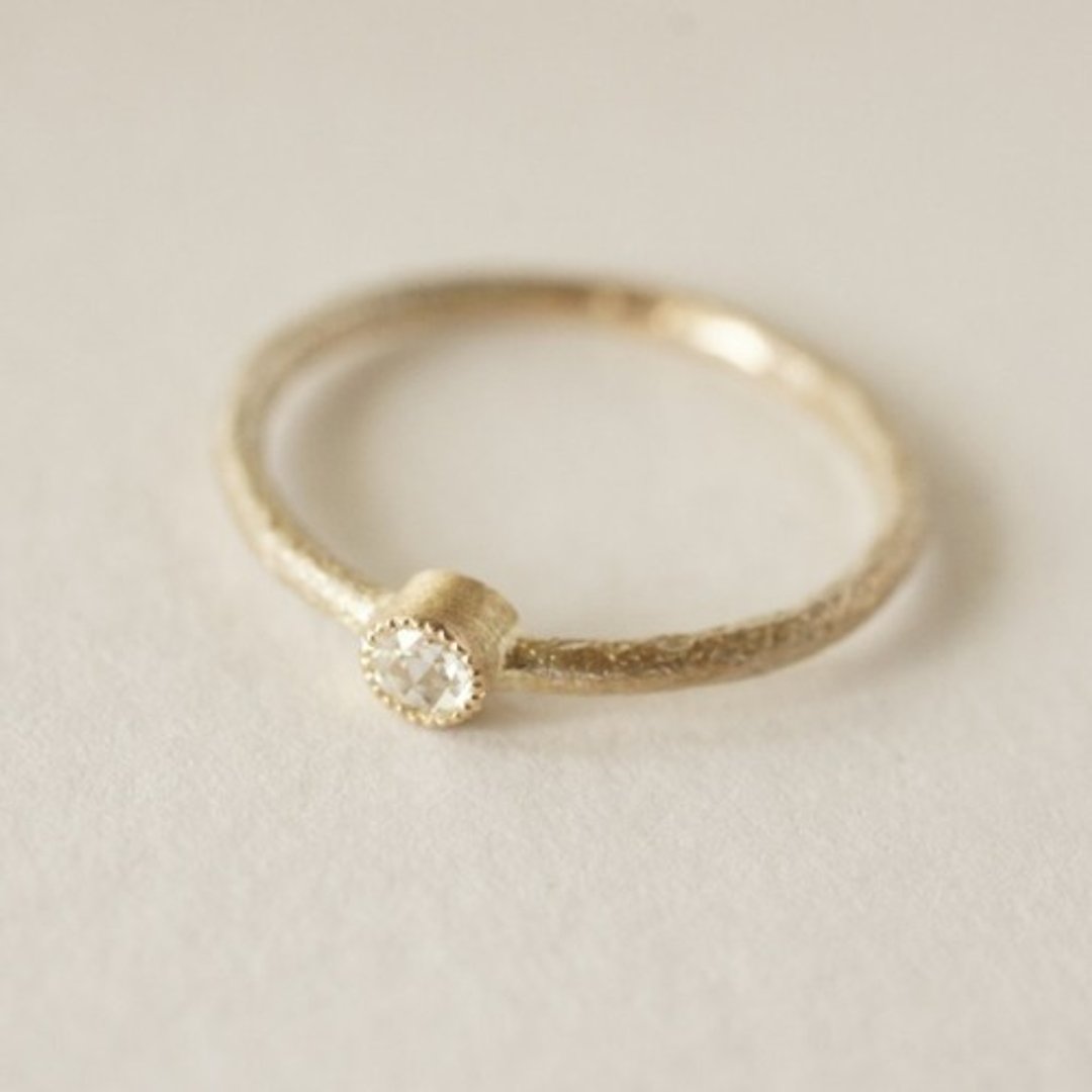K18 Diamond one stone ring [R050K18DM] - 戒指 - 其他金属 