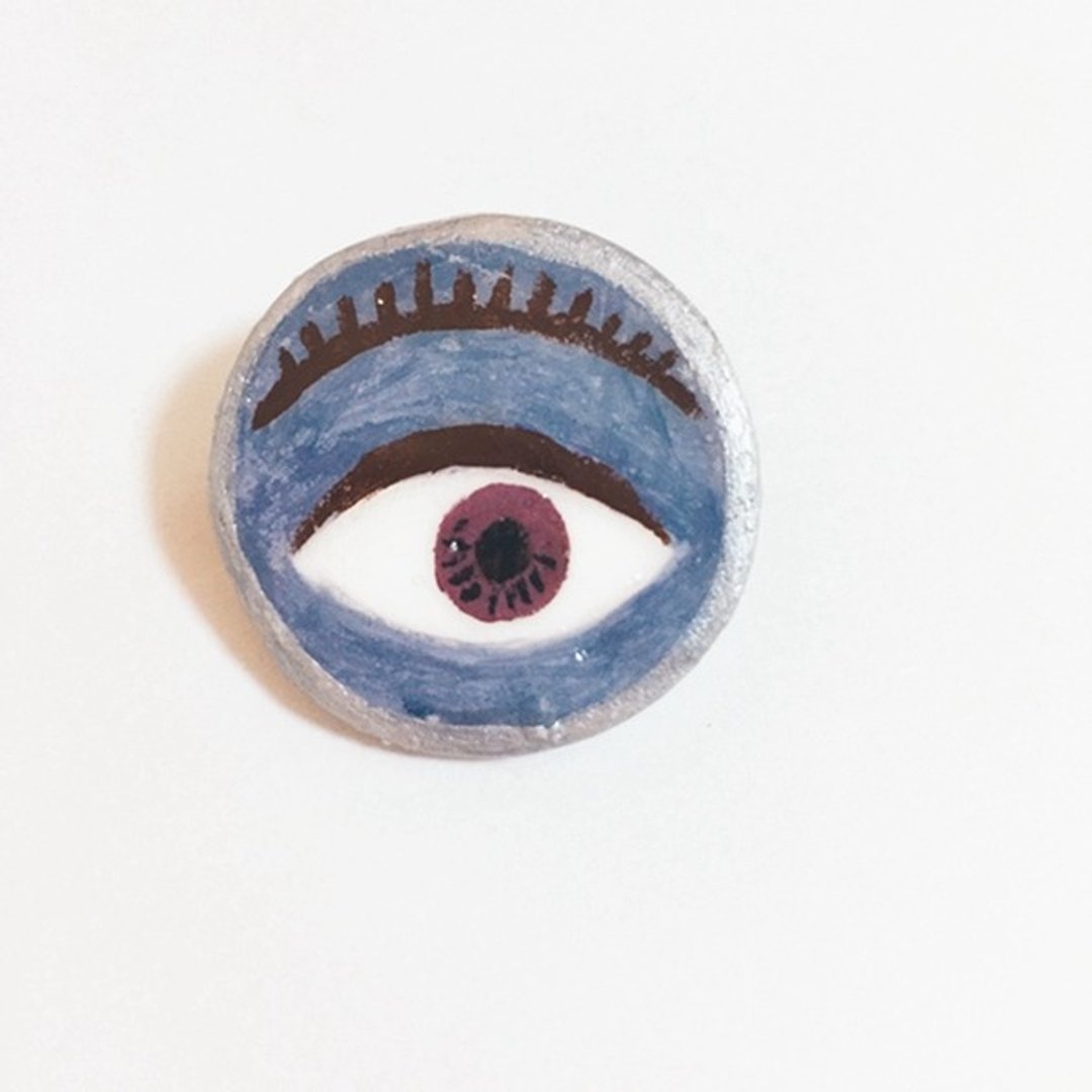 眼睛手作手绘别针胸针handmade粘土黏土 - 胸针 - 粘土 蓝色