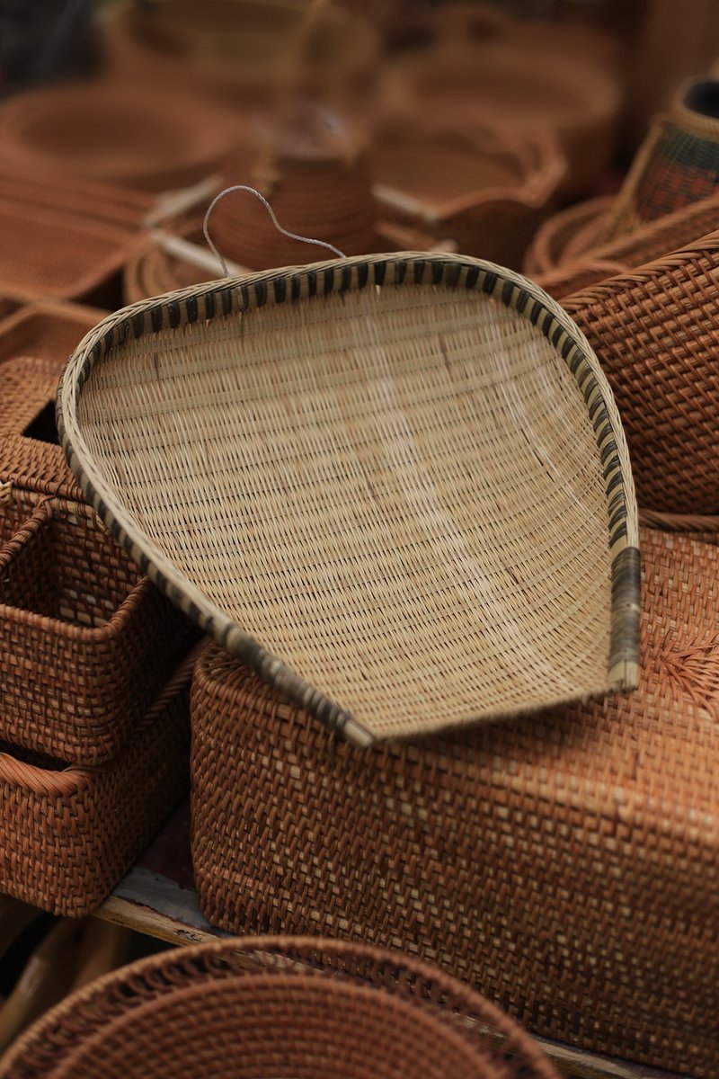 竹编系列 | 传统细竹篾筲箕 沥水篮 | 盛菜 水果 | 手制 天然环保 - 厨房用具 - 竹 