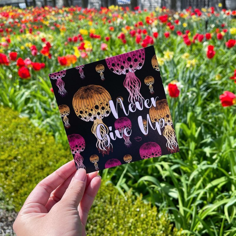 深海水母明信片 Never Give Up - 卡片/明信片 - 纸 多色