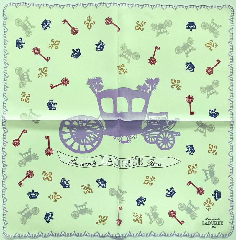 Les Secrets Laduree Paris 古董手帕 马车 图案 19 x 19 英寸 - 手帕/方巾 - 棉．麻 粉红色