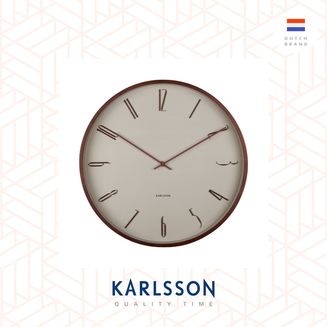 荷兰Karlsson, Wall clock 40cm Scandia warm grey木制挂钟暖灰 - 时钟/闹钟 - 木头 灰色