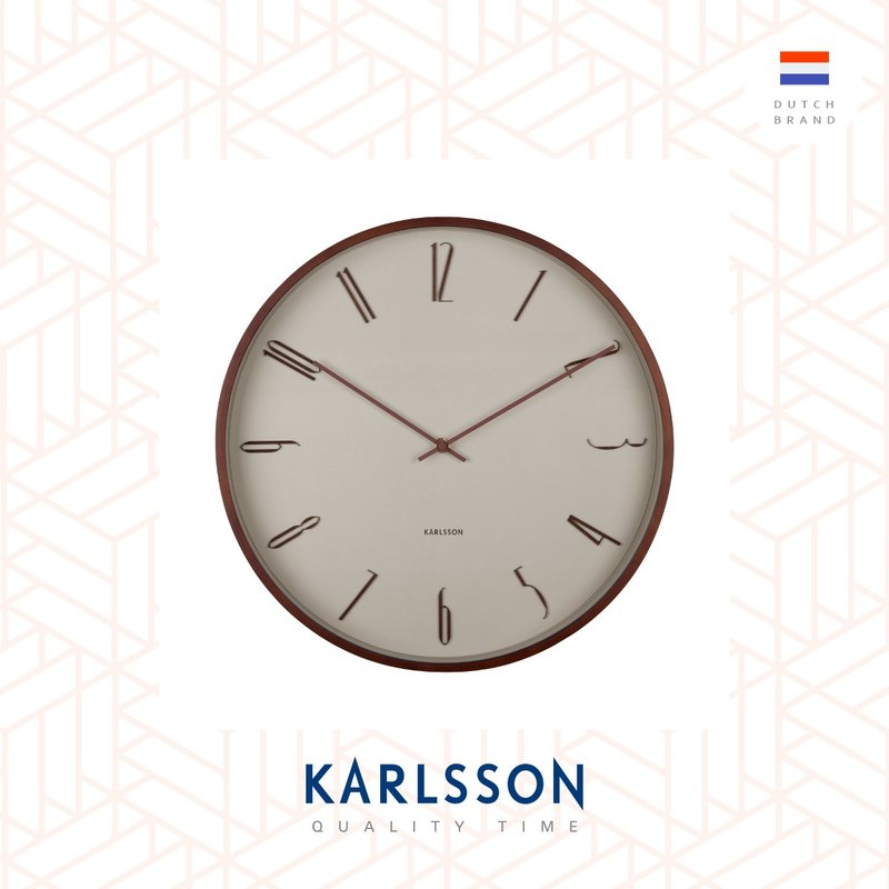 荷兰Karlsson, Wall clock 40cm Scandia warm grey木制挂钟暖灰 - 时钟/闹钟 - 木头 灰色