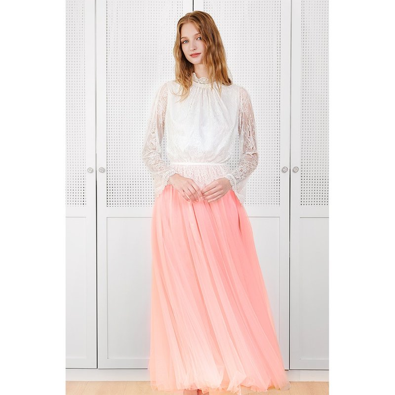 Elizabeth伊莉莎白蕾丝上衣+粉色长纱裙,二件式,轻婚纱,蕾丝 - 晚装/礼服 - 其他材质 白色
