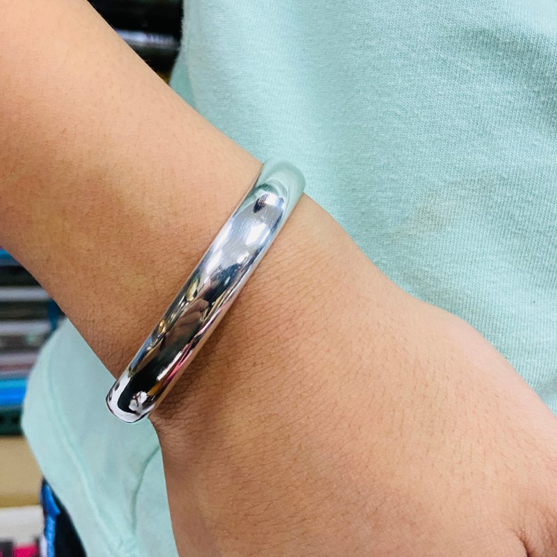 纯银 手环 素面 亮面 超超超厚实款 宽版 可定制姓名 S387 - 手链/手环 - 纯银 银色