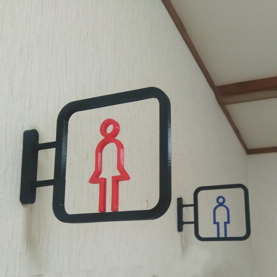 Restroom Sign,WC Sign,Bathroom Sign,Toilet Sign,Room Sign - 墙贴/壁贴 - 塑料 黑色