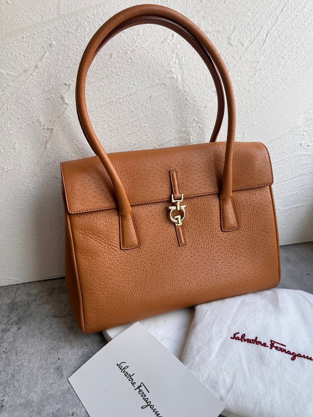 中古包 Salvatore Ferragamo Vintage 亮丽焦糖肩背托特包 - 侧背包/斜挎包 - 真皮 