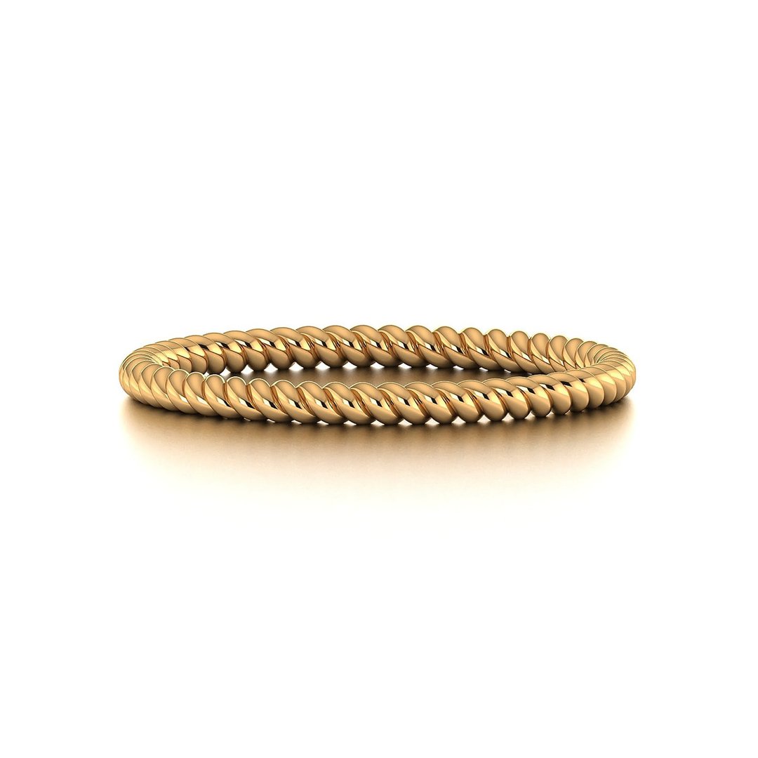 【PurpleMayJewellery】18K金极简扭纹线戒戒指 婚戒订制 R019 - 戒指 - 贵金属 金色