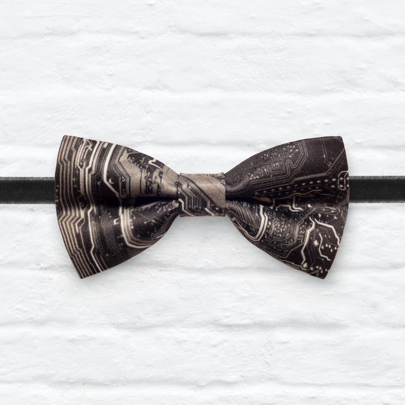 Style 0297 电脑奇侠 印花领结 黑色婚礼煲呔 领结 发饰 宠物颈圈 项錬 - 颈链 - 聚酯纤维 黑色