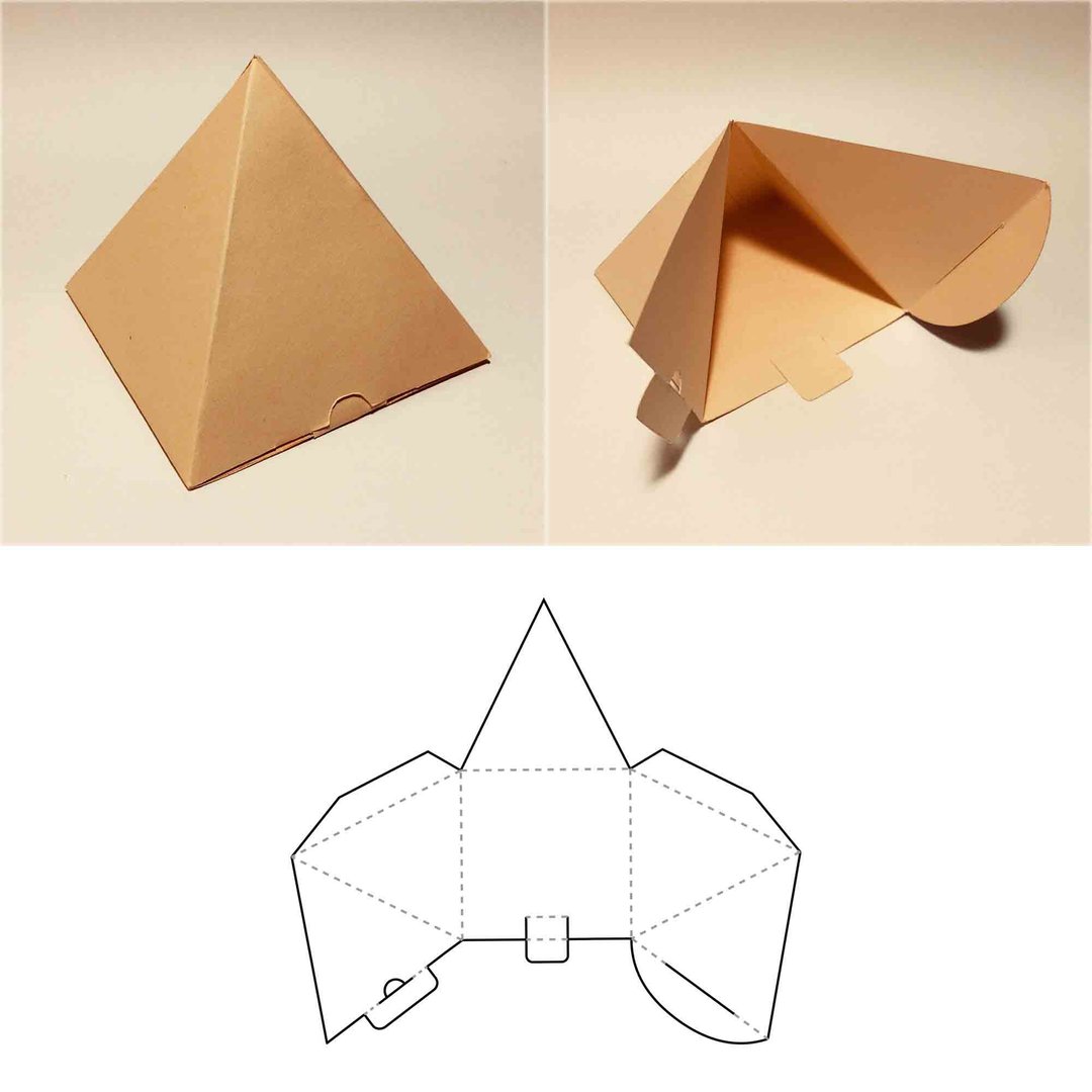 Pyramid box template, pyramid shaped box, pyramid gift box, pyramid container - 图文模板设计 - 其他材质 