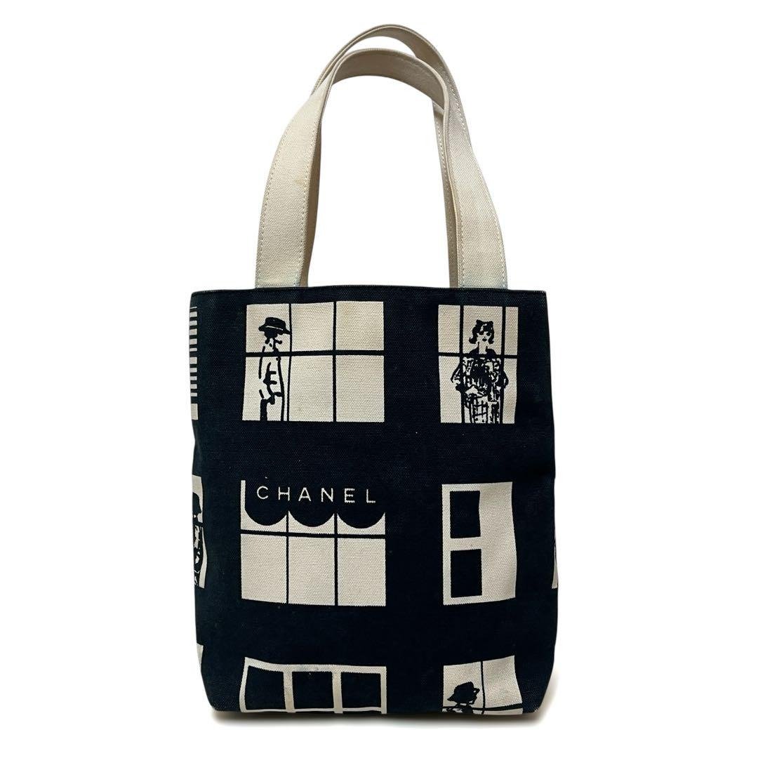 正品 CHANEL 香奈儿 托特包 手提包 视窗线帆布 藏青色 白色 8码 中古 - 手提包/手提袋 - 其他材质 