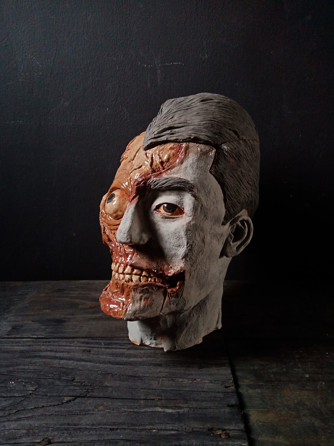 青面死人头 (高27cm 置物收纳 陶偶雕塑 艺术品 摆饰) - 玩偶/公仔 - 陶 