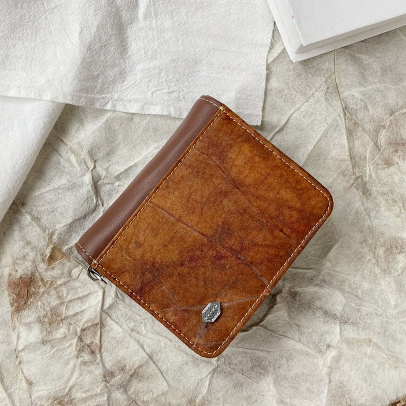女士钱包，棕色（Compact Zip Wallet）钱包 砖橘 - 皮夹/钱包 - 植物．花 咖啡色