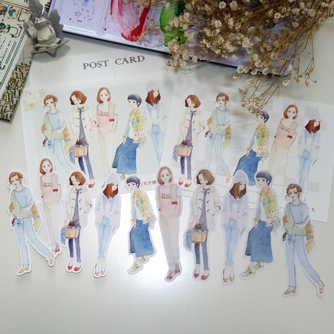 仙女丸手绘少女贴纸明信片组 - 贴纸 - 纸 