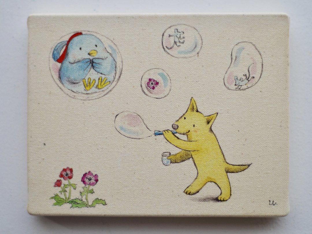 original painting   Soap bubbles - 画框/相框 - 棉 蓝色