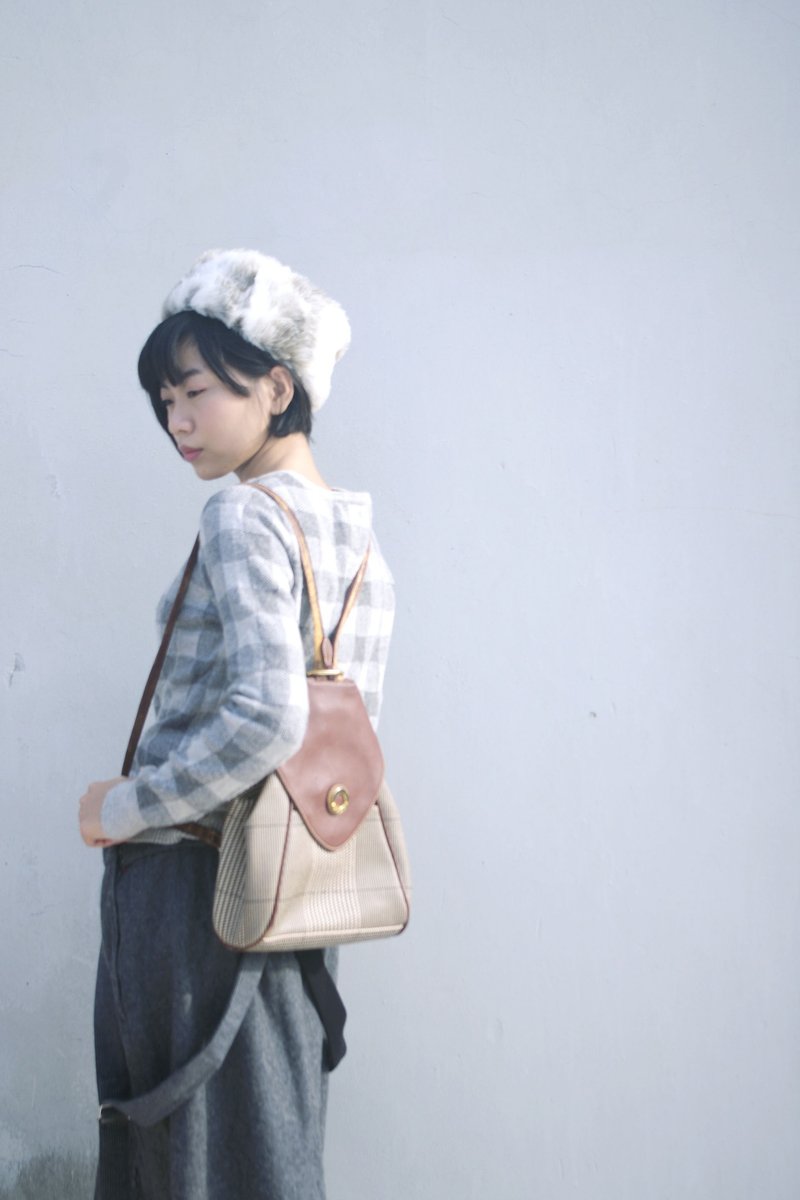 4.5studio-寻宝古着-灰X白方块格针织小外套 - 女装针织衫/毛衣 - 其他材质 灰色