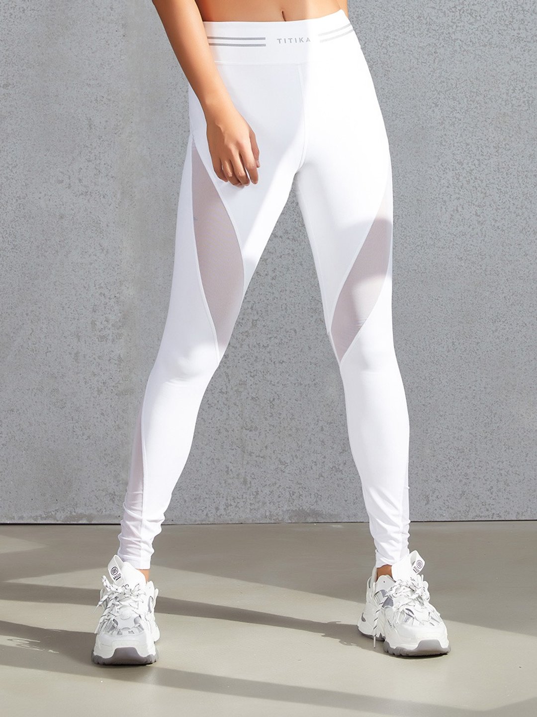 S Curve Mesh Leggings - 女装瑜珈服 - 尼龙 白色