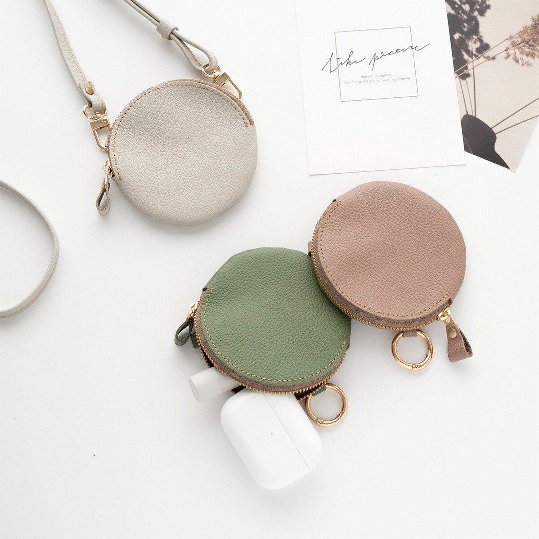 Minimal Pouch [Shrink Leather] Genuine Leather Small Storage Shoulder HS52K - 化妆包/杂物包 - 真皮 多色