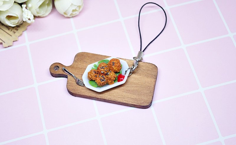 =>黏土系列-炸丸子-吊饰 #可以更改成钥匙圈 #包包配件 =>限量*1 - 吊饰 - 粘土 橘色