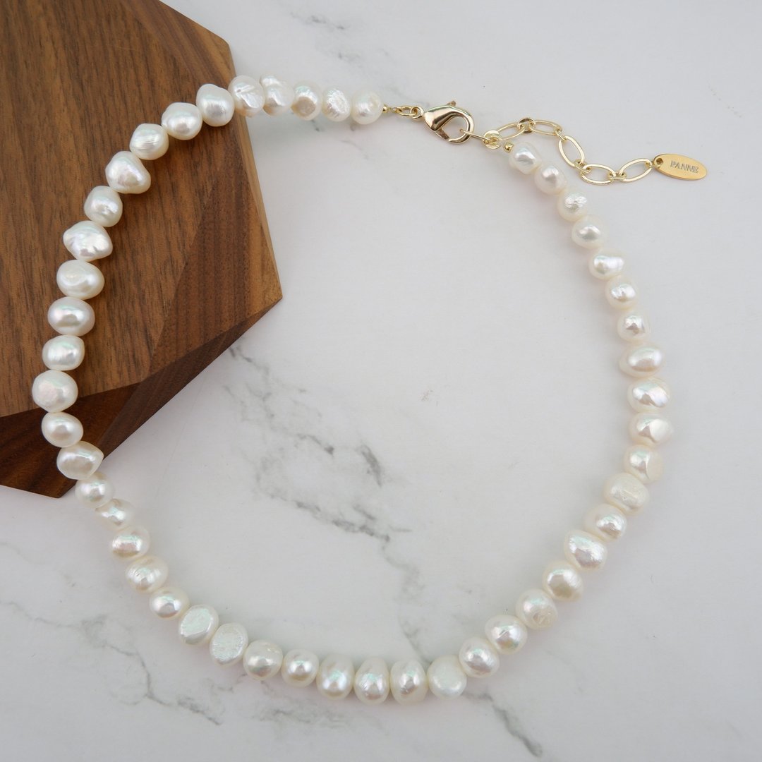 Freshwater Pearl Short Necklace - 项链 - 珍珠 白色