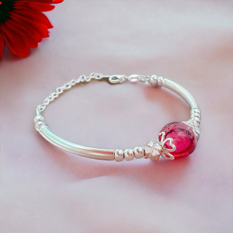 【订制胎毛手镯】弥月礼物*出生纪念*纯银胎毛手镯_幸运草(五色) - 项链 - 宝石 银色