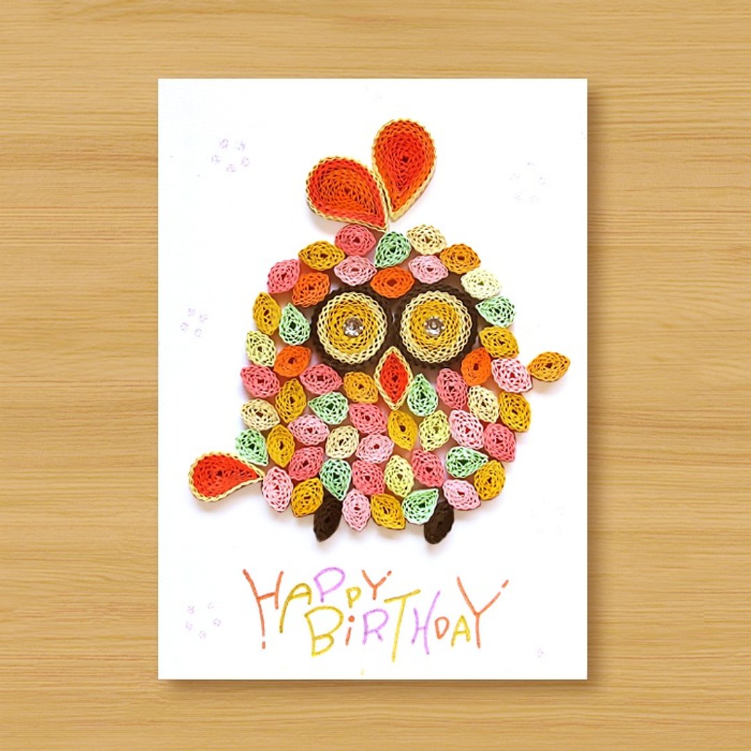 手工卷纸卡片 _ 快乐小鸡 Happy Chicks - 生日卡 - 卡片/明信片 - 纸 橘色