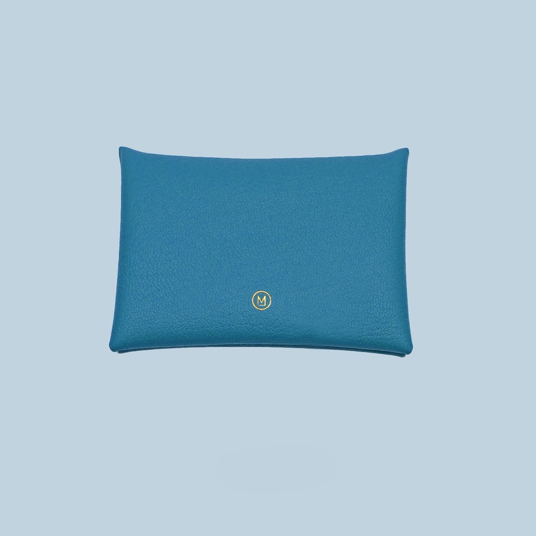 真皮革马卡龙彩蓝绿色湖水绿卡片套/钱包/card holder/card case - 皮夹/钱包 - 真皮 蓝色