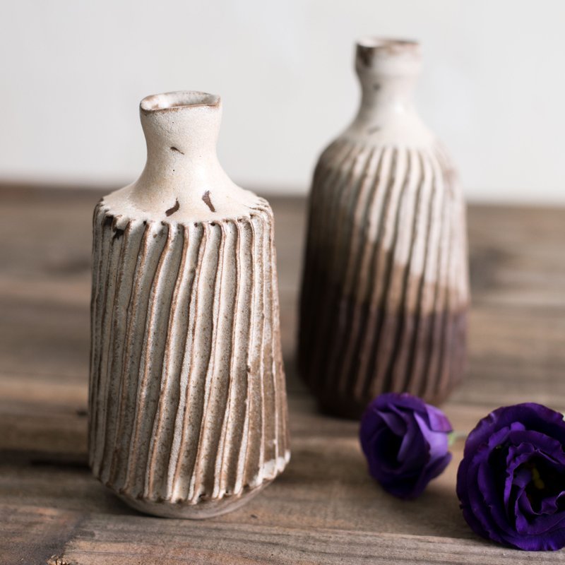 切割系列 经典款 - 大- 花器 手拉坏 手作陶艺 - 花瓶/陶器 - 陶 咖啡色