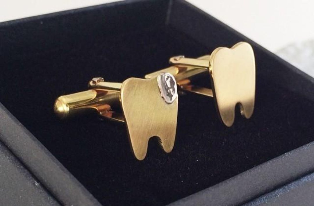 Good Tooth &amp; Bad Tooth ◇ Brass cufflinks - 袖扣 - 其他金属 