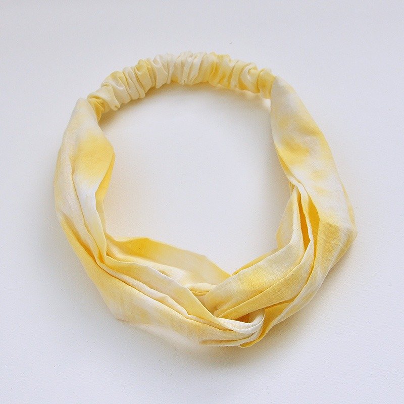 【岁时记】草木染纯棉发带 髮帶 黄色云染 - 发饰 - 棉．麻 黄色