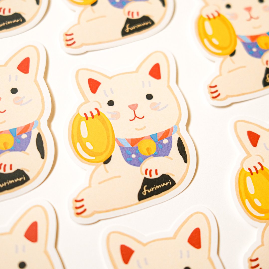 贴纸 招财猫用最舒服的姿势 - 红包/春联 - 纸 