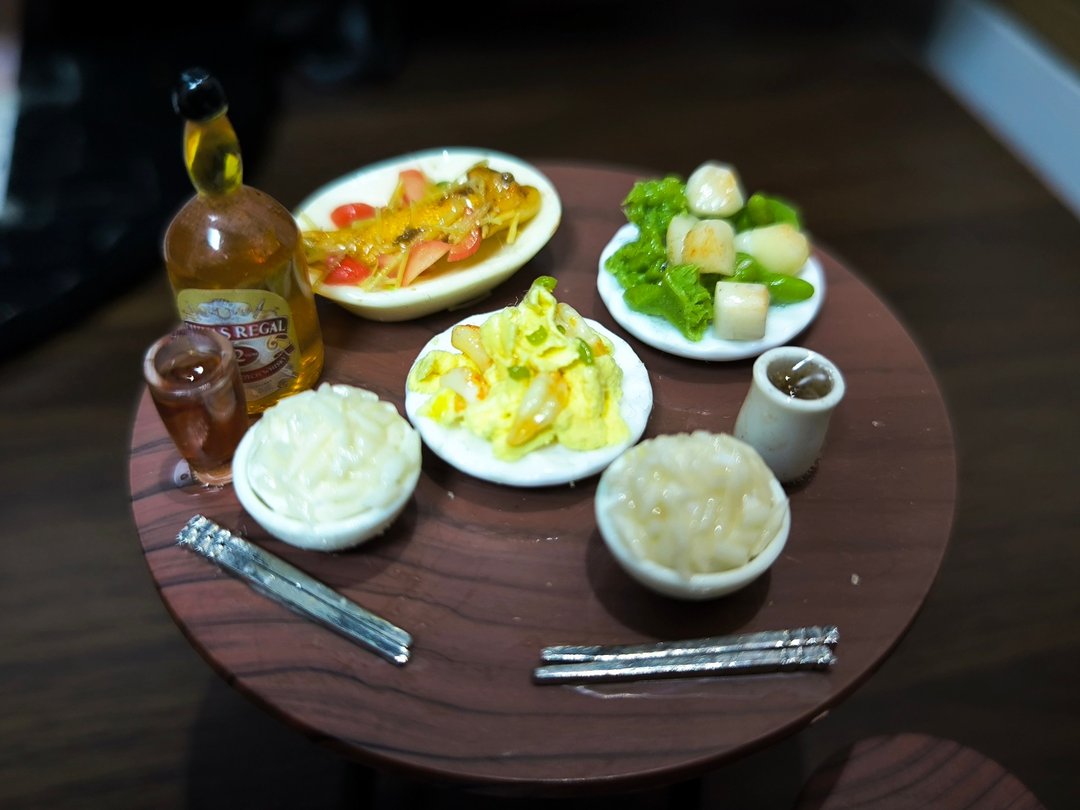 香港特色住家饭连折枱折凳套装 - 摆饰 - 粘土 咖啡色