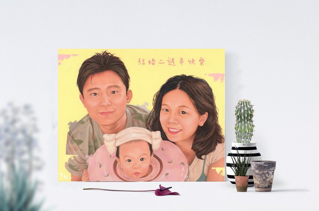 定制化油画人像│纯手工绘制无框画│3F尺寸 - 订制画像 - 颜料 多色