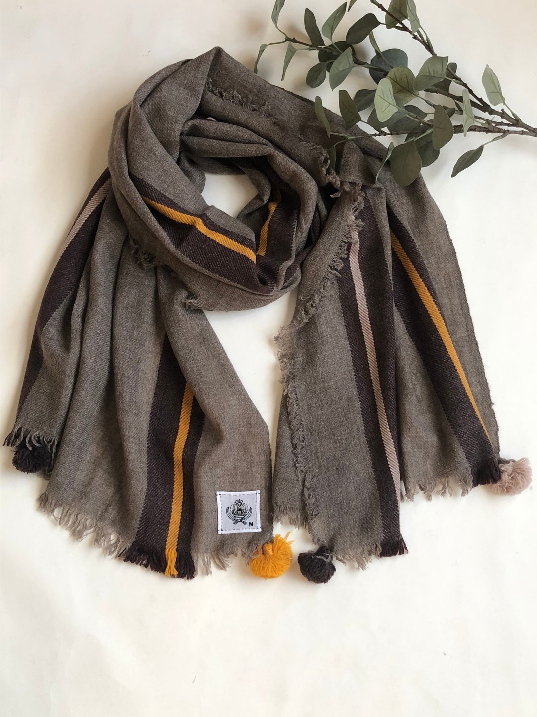 Soft yak wool thin shawl - 丝巾 - 羊毛 咖啡色