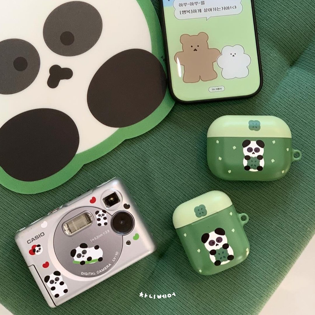 熊猫幸运 AirPods 保护壳 (1,2 / PRO / 3) - 耳机收纳 - 塑料 绿色
