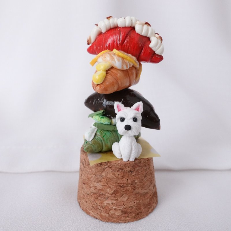 羊角面包和梗犬 - 摆饰 - 粘土 多色