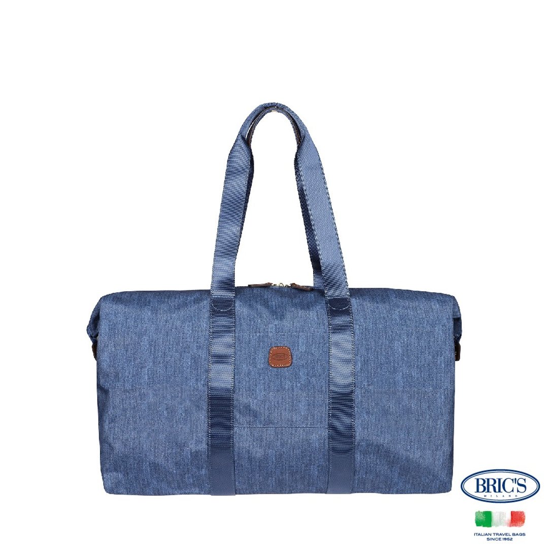 【BRIC' S】X-Bag 2合1折叠旅行袋(中)- 水洗牛仔 - 行李箱/行李箱保护套 - 其他材质 蓝色