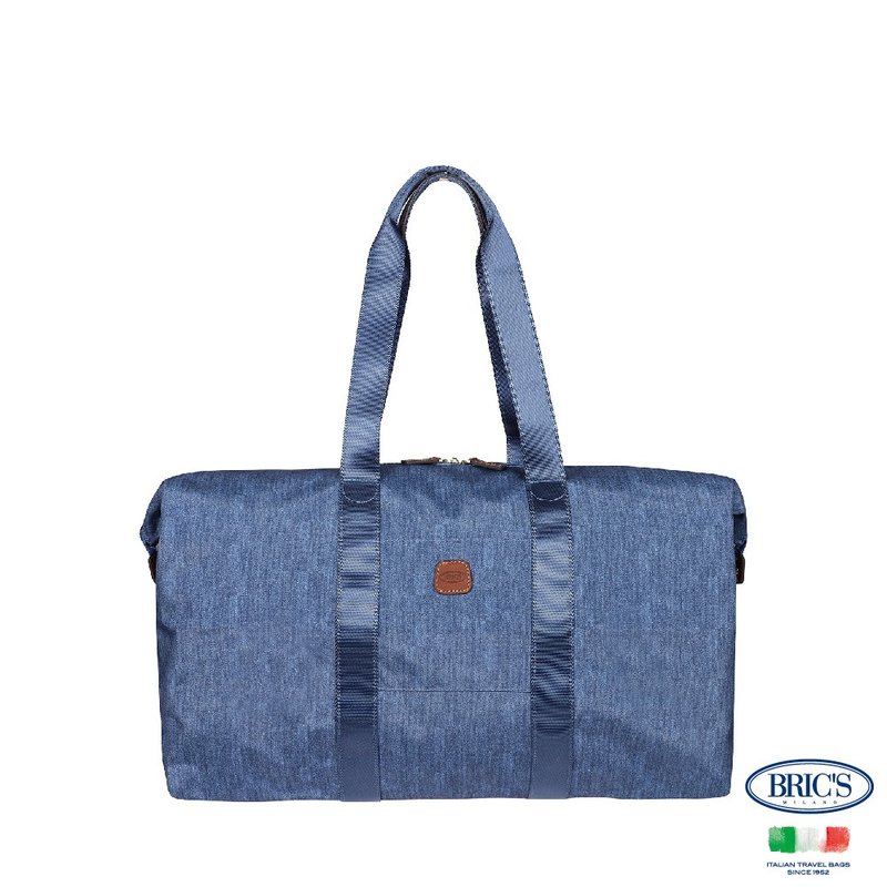 【BRIC' S】X-Bag 2合1折叠旅行袋(中)- 水洗牛仔 - 行李箱/行李箱保护套 - 其他材质 蓝色