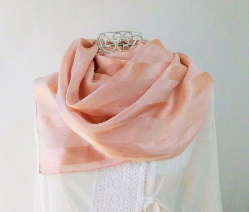 Plant dyeing, silk cotton, long stole, 檳 榔子, areca nut dyeing - 围巾/披肩 - 丝．绢 橘色