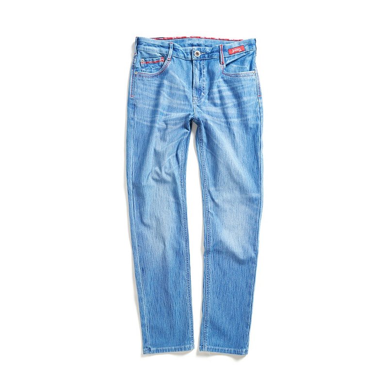 EDWIN 男款 加大码 东京红 迦绩弹力机能小直筒牛仔裤 (石洗蓝) - 男士长裤 - 棉．麻 蓝色