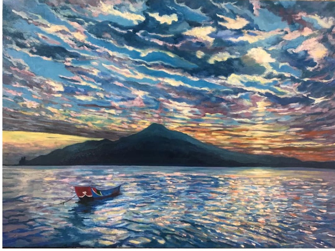 天使画廊/淡水河夕阳/数位版画/ 原创作品 - 海报/装饰画/版画 - 棉 蓝色