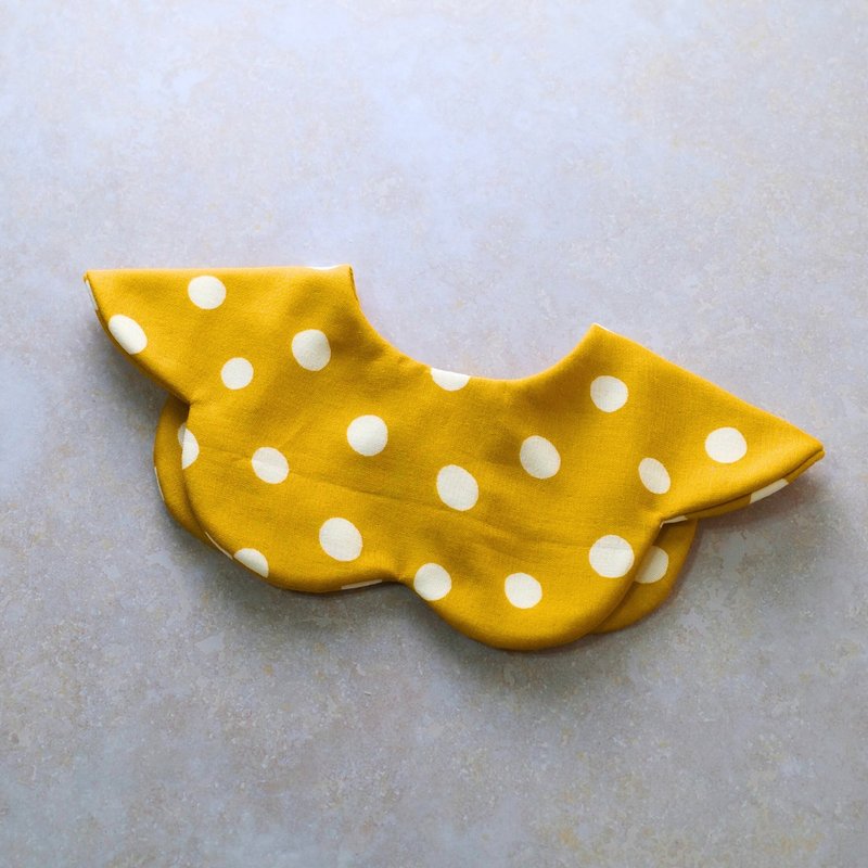 现货 - 八重纱多拿滋围兜 口水巾 - 芥末黄波点 (双面可用) - 围嘴/口水巾 - 棉．麻 橘色