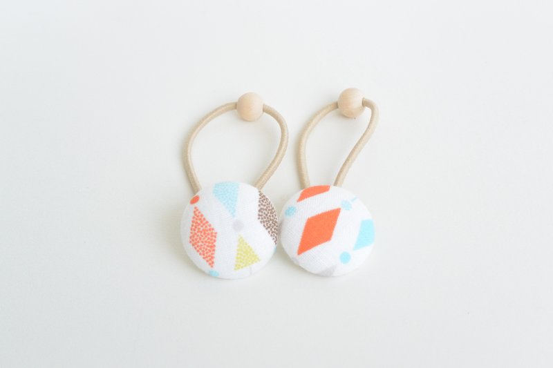 手感布包扣发束 - 菱形 - 发饰 - 棉．麻 橘色