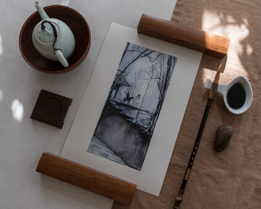 Art Print Ride inspired by Mo Dao Zu Shi /A4 / Directly from the Artist - 海报/装饰画/版画 - 纸 蓝色