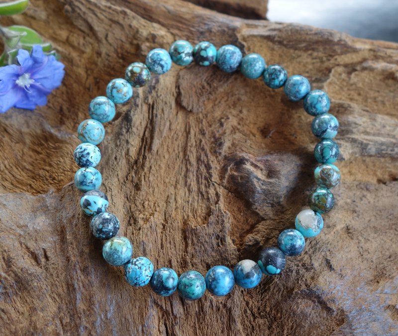 天然老绿松石手链 29子 手串 手链 西藏老绿松石 6mm珠 弹力绳设 - 手链/手环 - 玉石 多色